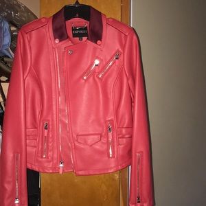 Beautiful Red Faux leather jacket.